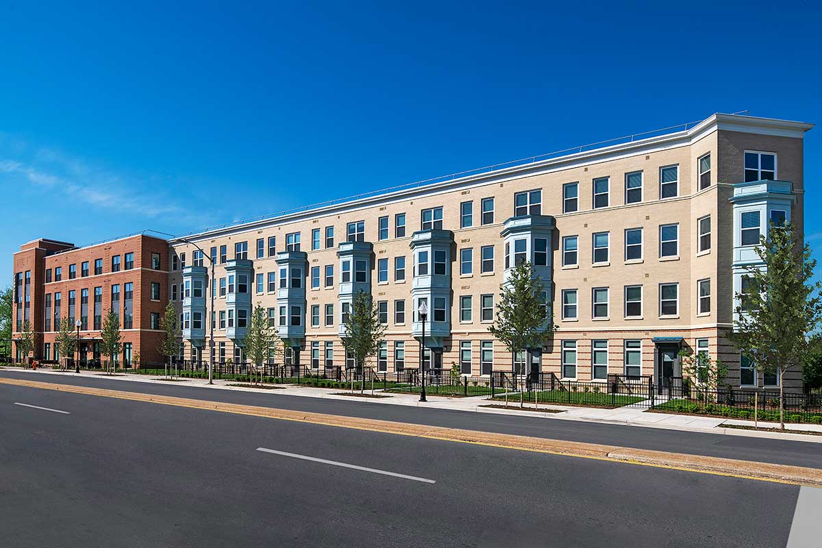 A daytime shot of the exterior of The Terraces at Park Heights
